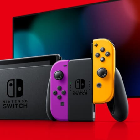  จอยเกมไร้สาย Nintendo Switch Joy Controller สีม่วง/ส้ม_3